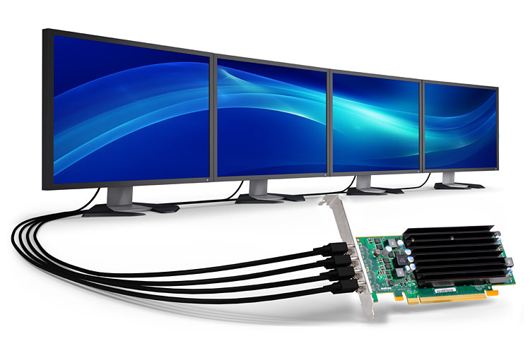 Matrox C420 quad-output graphics card drives up to four displays and is ideal for enterprise, commercial and industrial applications.